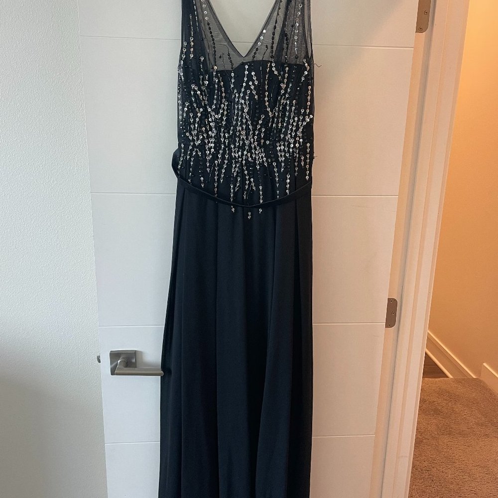 Gorgeious one of a kind Italian black formal gown with lace up back